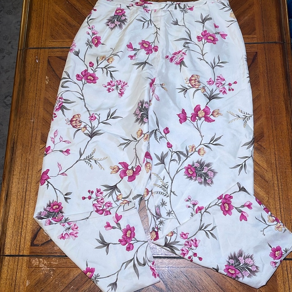 Talbots floral silk ankle pants - size 8